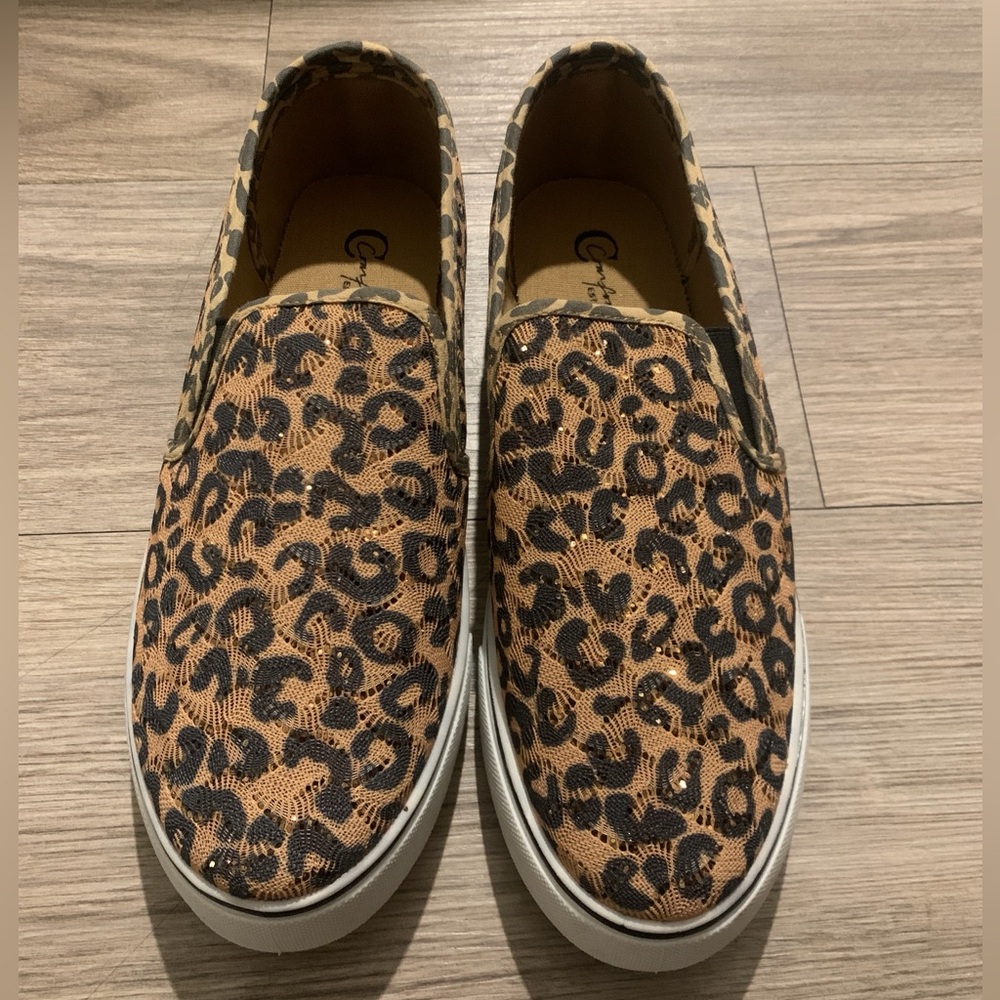 Cato Leopard-Print Slip-On Sneakers in Tan and Black